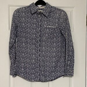 100% Cotton Banana Republic Blue and White Patterned Shirt